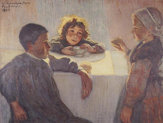 Eric Forbes-Robertson Breton Children Pont Aven (La Bonne Soupe) France oil painting art